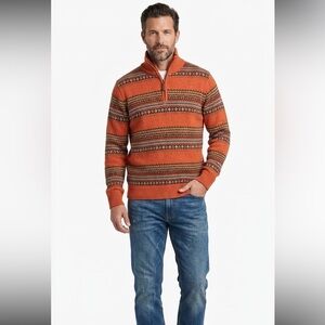 Tommy Hilfiger Men's Orange Aztec Print long sleeved sweater Size Medium UNISEX